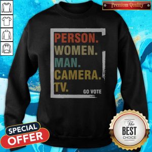 Person Woman Man Camera TV Sweatshirt