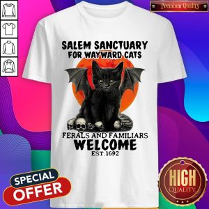 Salem Sanctuary For Wayward Cats Ferals And Familiars Welcome Est 1692 Blood Moon Shirt