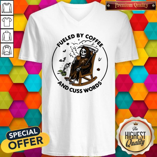 Skeleton Fueled By Coffee And Cuss Words V-neck