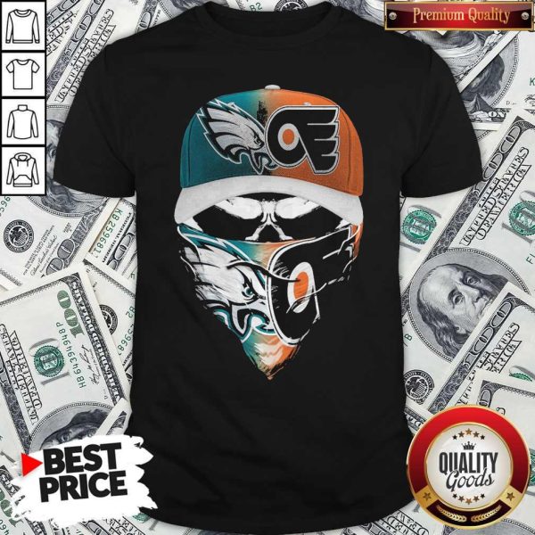 Skull Face Mask Eagles And Philadelphia Flyers Logo Shirt