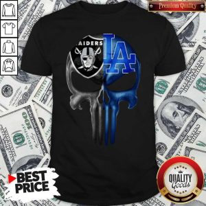 Skull Oakland Raiders And Los Angeles Dodgers Logo Shirt