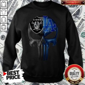 Skull Oakland Raiders And Los Angeles Dodgers Logo Sweatshirt