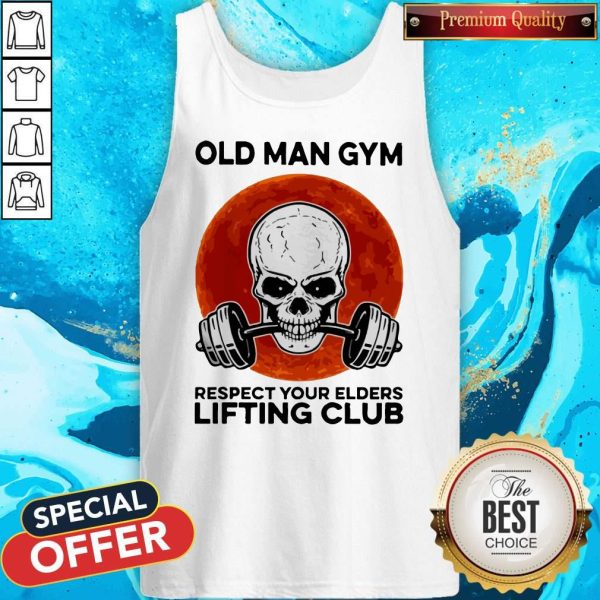Skull Old Man Gym Respect Your Elders Lifting Club Moon Tank Top