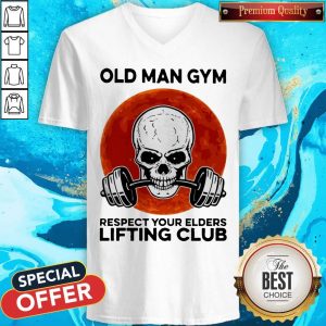 Skull Old Man Gym Respect Your Elders Lifting Club Moon V-neck