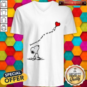 Snoopy Sometimes You Need To Let Things Go Hearts V-neck