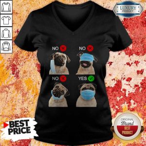 Cute Pug Dogs Right Way To Wear Mask V-neck