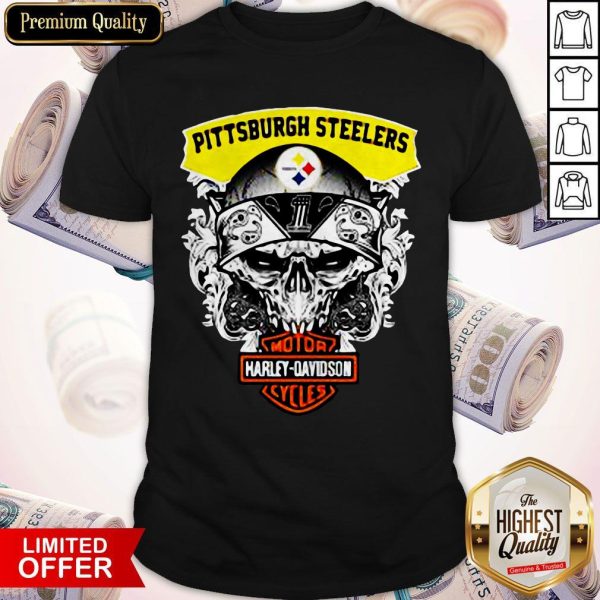 Funny Harley Davidson Pittsburgh Steelers Skull Shirt