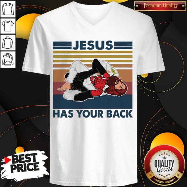 Funny Jesus Has Your Back Vintage V-neck