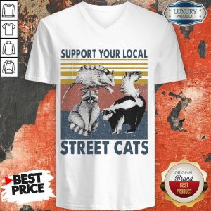 Funny Racoon Support Your Local Street Cats V-neck