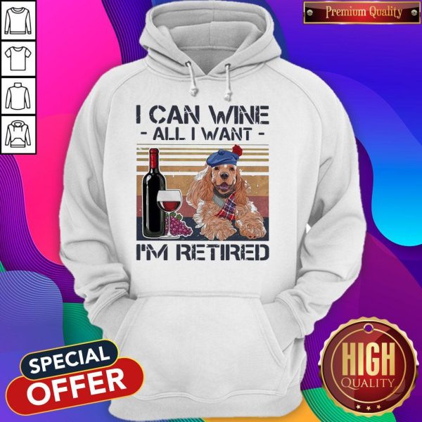 I Can Wine All I Want I'M Retired Poodle Dog Vintage Retro Footprint Hoodie