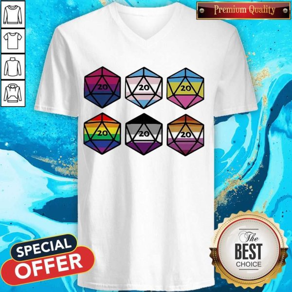 LGBT Dungeons And Dragons Dice D20 V-neck