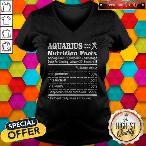 Nice Aquarius Nutrition Facts Serving Size 1 Awesome Zodiac Sign Dates Per Serving January 20 February 18 V-neck