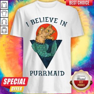 Nice Cat I Believe In Purrmaid Sunset Shirt