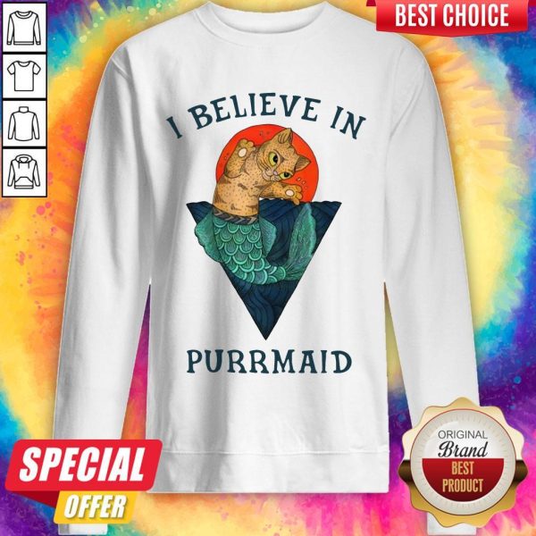 Nice Cat I Believe In Purrmaid Sunset Sweatshirt