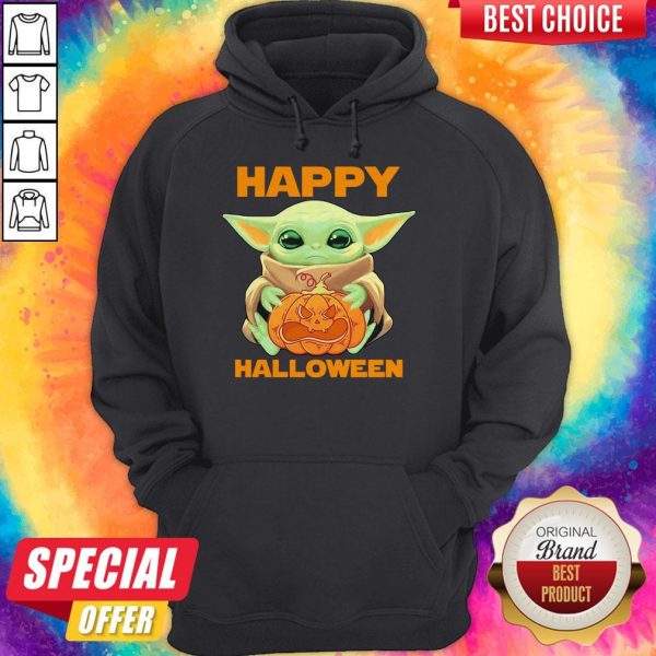 Official Baby Yoda Hug Pumbkin Happy Halloween Hoodie