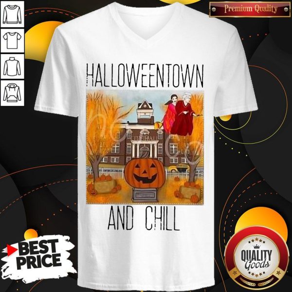Official Halloweentwon And Chill Pumpkin V-neck