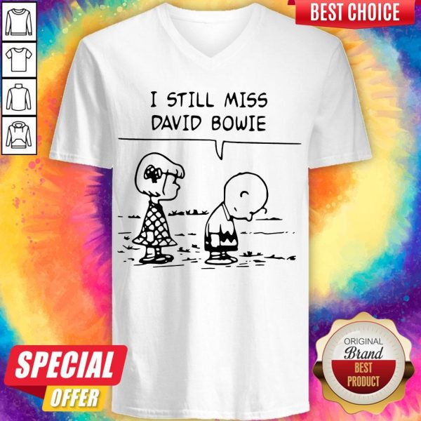 Top Sally Brown And Charlie Brown I Still Miss David Bowie V-neck