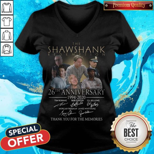 Top The Shawshank Redemption 26th Anniversary 1994 2020 Thank You For The Memories Signature V-neck