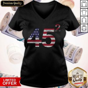 Trump 45 Squared Republican American Flag Independence Day V-neck