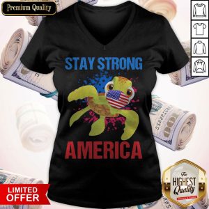 Turtle Face Mask Stay Strong American Flag V-neck