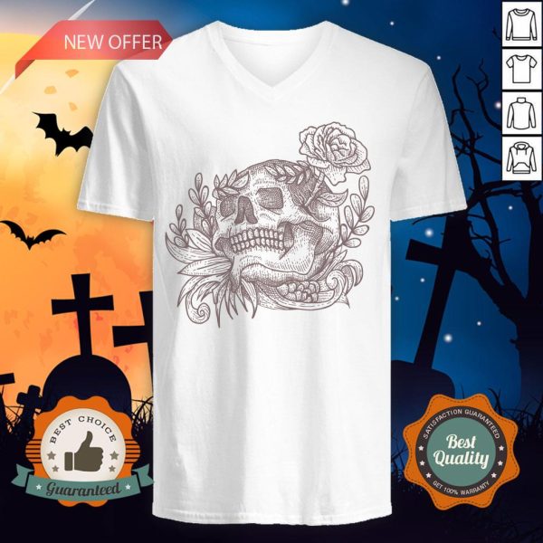 Sugar Skull Vintage Day Dead Dia De Los Muertos V-neck