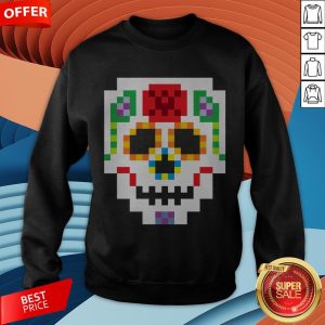 8-Bit Lego Sugar Skull Day Of The Dead T-Sweatshirt