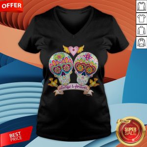 Always And Forever Sugar Skulls In Love Day Of The Dead V-neck