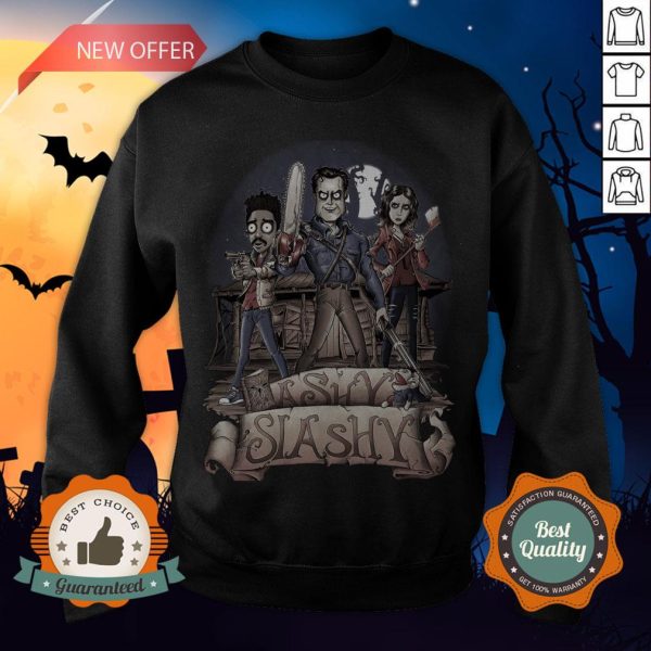 Ashy Slashy Wood House Lady And Man Moonlight Halloween Sweatshirt
