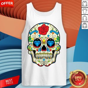 Colorful Retro Floral Sugar Skull Day Of The Dead T-Tank Top