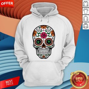 Colorful Sugar Skull And Retro Flowers Day Of The Dead Hoodie