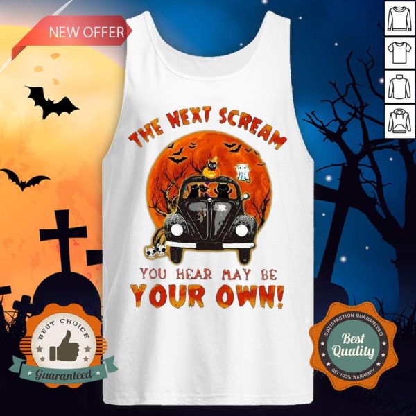 Halloween Cat Riding Car The Next Scream You Hear May Be Your Own Sunset Tank Top