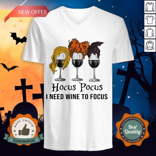 Halloween Hocus Pocus I Need Wine To Focus V-neck
