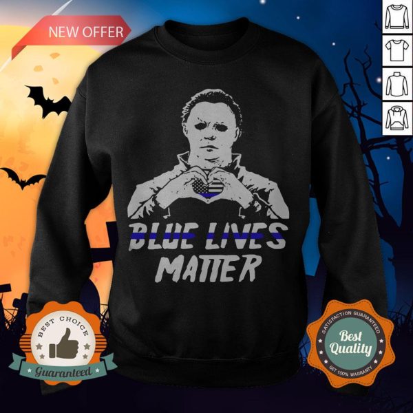 Halloween Michael Myers Blue Lives Matter American Flag Independence Day Sweatshirt