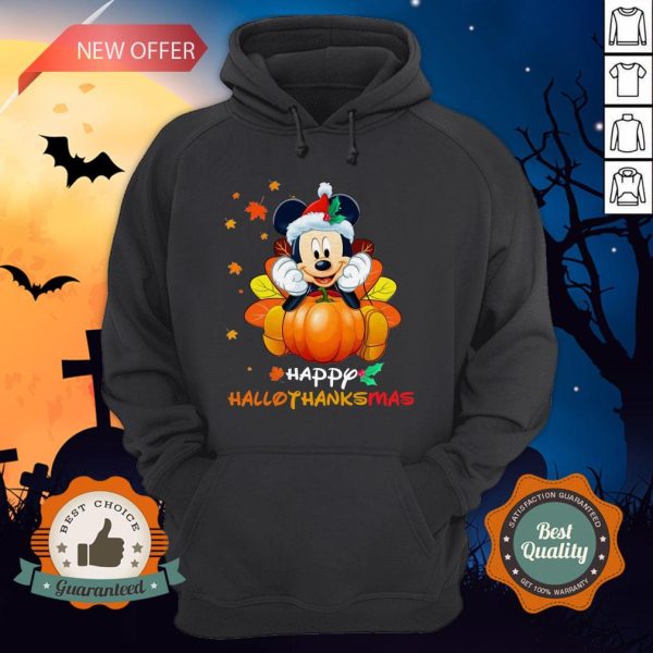 Mickey Mouse Pumpkin Happy Hallothanksmas Hoodie