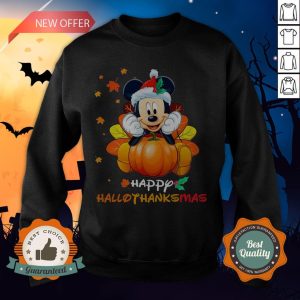 Mickey Mouse Pumpkin Happy Hallothanksmas Sweatshirt