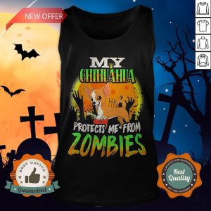 My Chihuahua Protects Me from Zombies Halloween Tank Top