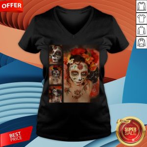 Nice Girl Makeup Skull Dia De Los Muertos - Day Of The Dead V-neck