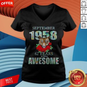 Tiger September 1958 62 Years Of Being Awesome V-neck