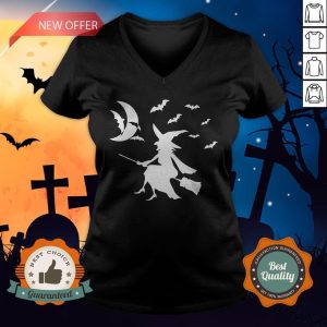Happy Halloween Day Bats Witch V-neck