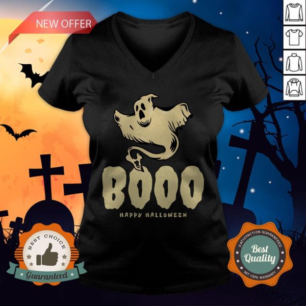 Booo Ghost Happy Halloween Day V-neck