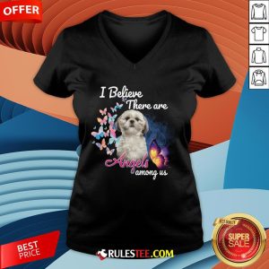 Cute Shih Tzu I Believe There Are Angels Among Us V-neck-Design By Rulestee.com