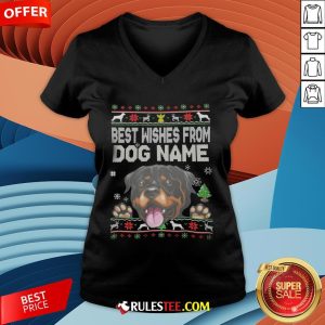 Good Best Wishes From Dog Name Christmas V-neck-Design By Rulestee.com