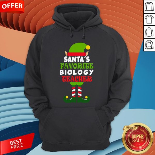 Santas Favorite Biology Teacher Elf Christmas Hoodie