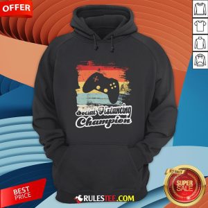 Social Distancing Champion Gaming Controller Vintage Retro Hoodie- Design By Rulestee.com