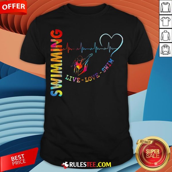 Colorful Swimming Live Love Swin Heart Beat Shirt - Design By Rulestee.com
