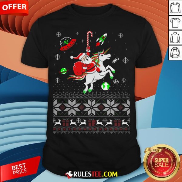 Colorful Santa Unicorn Ugly Christmas Shirt - Design By Rulestee.com