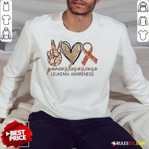 Peace Love Cure Leukemia Awareness Diamond Sweatshirt - Design By Rulestee.com