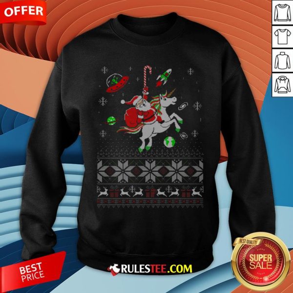 Colorful Santa Unicorn Ugly Christmas Sweatshirt - Design By Rulestee.com