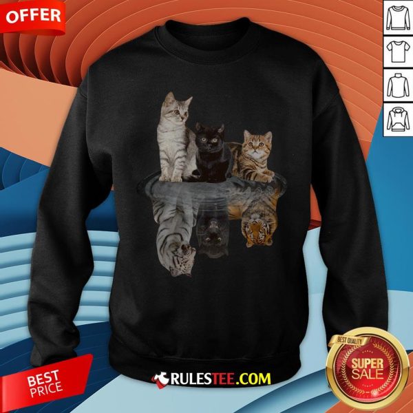 Awesome The Cats Water Mirror Reflection Tigers Sweatshirt - Design By Rulestee.com