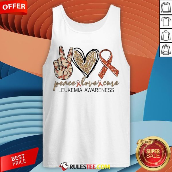 Peace Love Cure Leukemia Awareness Diamond Tank Top - Design By Rulestee.com
